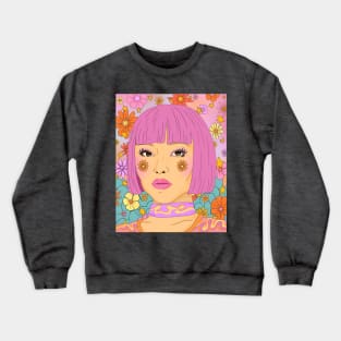 Flower Girl - Retro Portrait Crewneck Sweatshirt